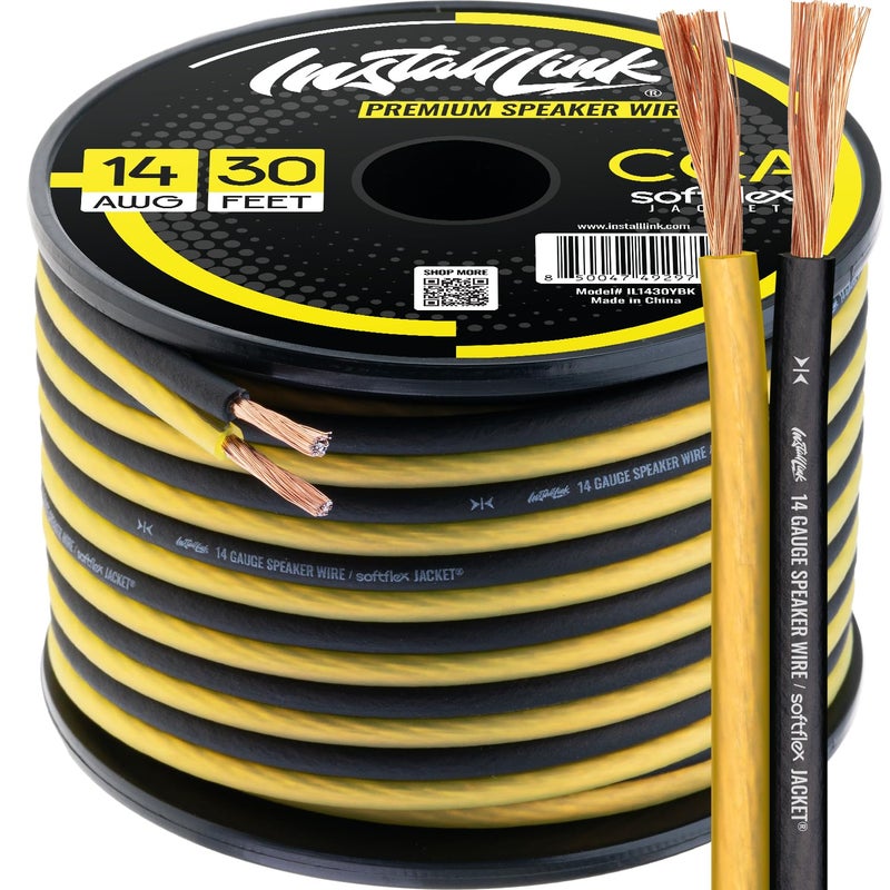 Install Link 14 AWG Gauge Speaker Wire Cable (30 Feet) Stereo, Car or Home Theater, CCA - Image 1